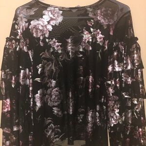 Black and pink floral blouse